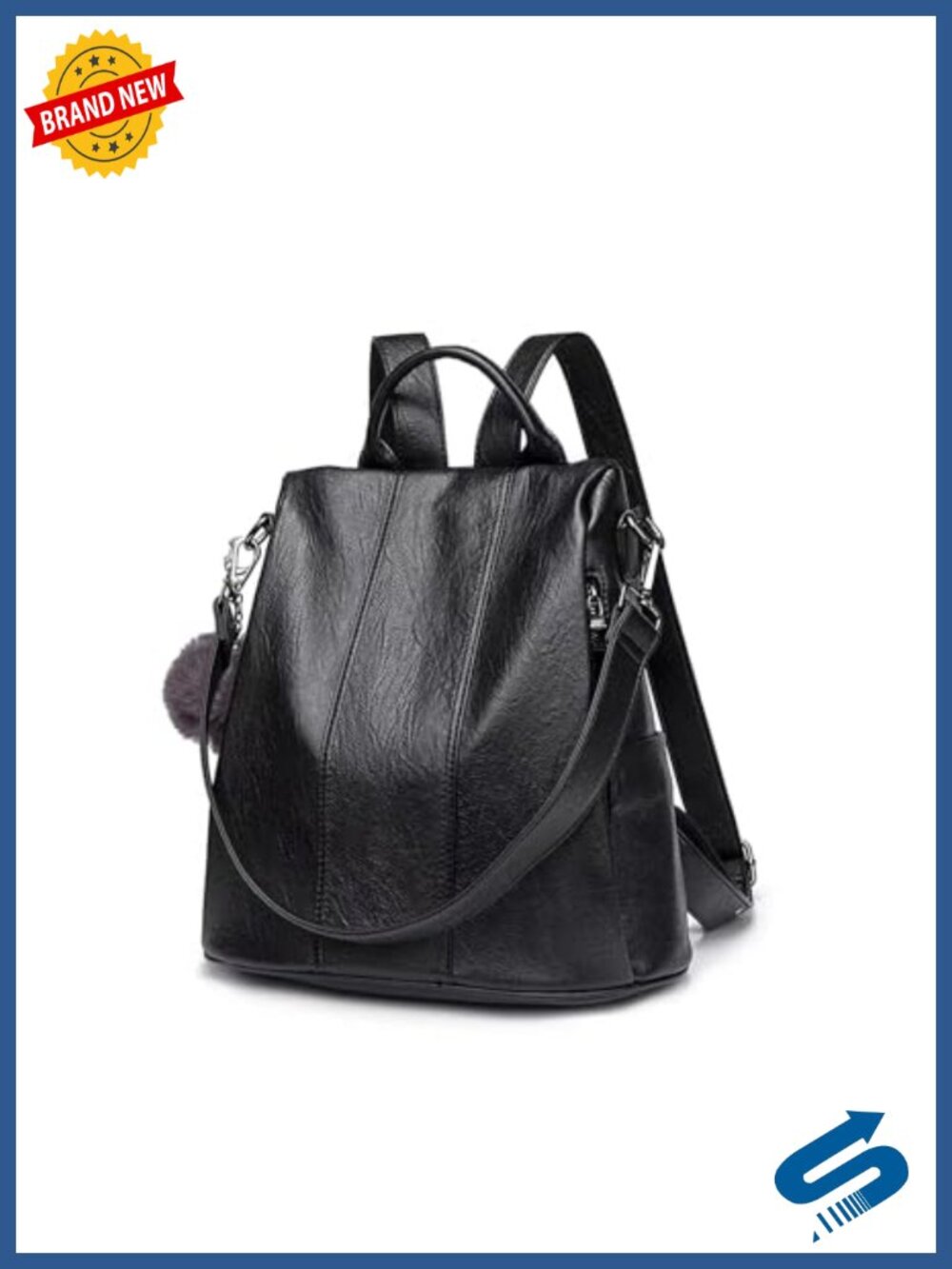 Faux Leather Anti-Theft Convertible Backpack Purse Travel Rucksack